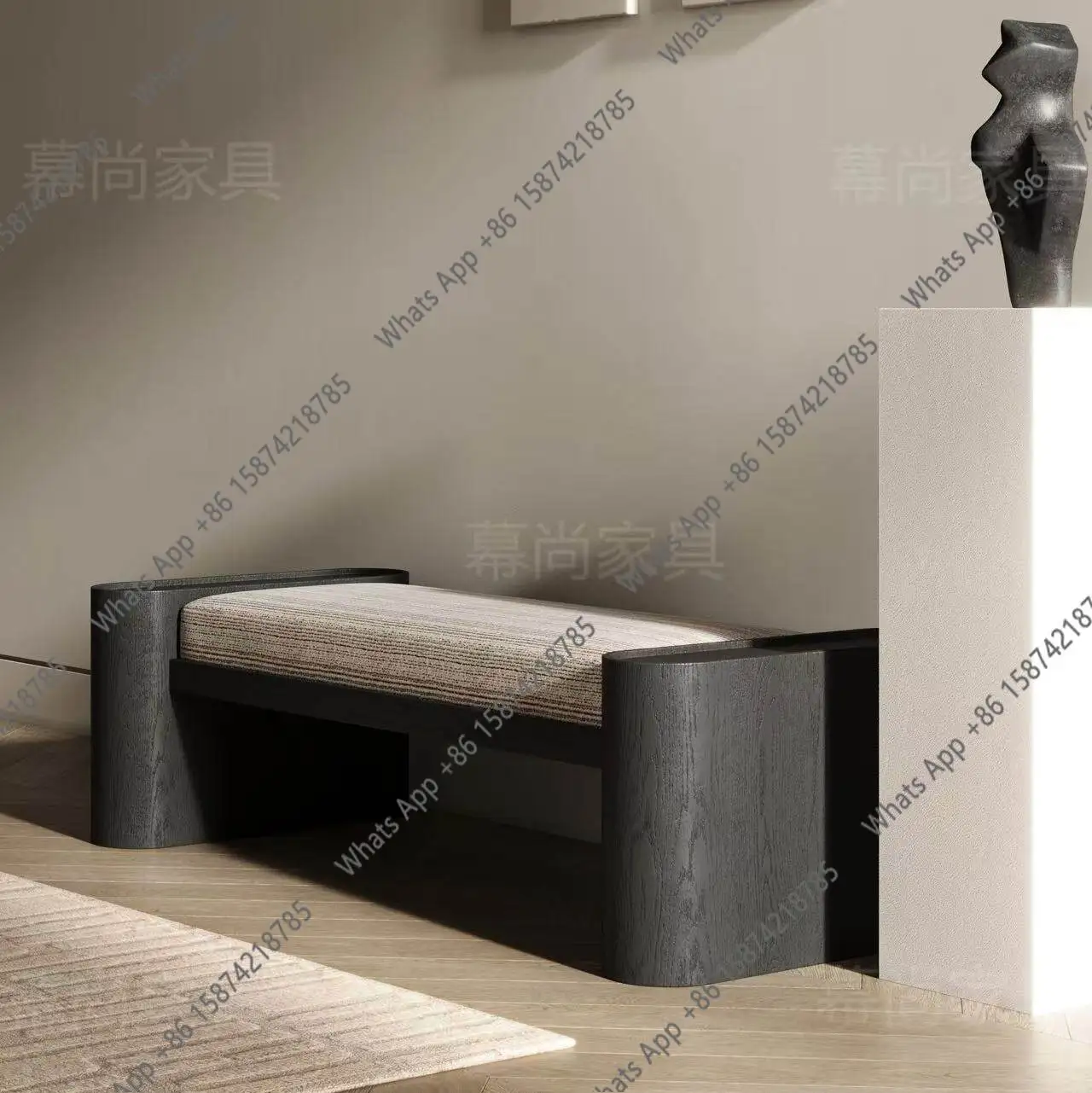 Zc New Chinese Solid Wood Bench, Living Room Sofa Stool Designer Enters The Door And Porch To Change Shoes, Bedroom Simple End O