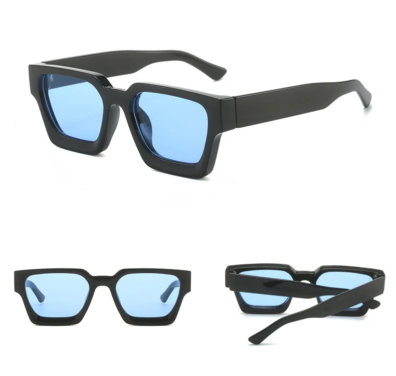 SO&EI Fashion Square Frauen Luxus Sonnenbrille Retro Marke Designer Männer Trend Leopard Blau Grün Sonnenbrille Shades UV400 – Detail 20
