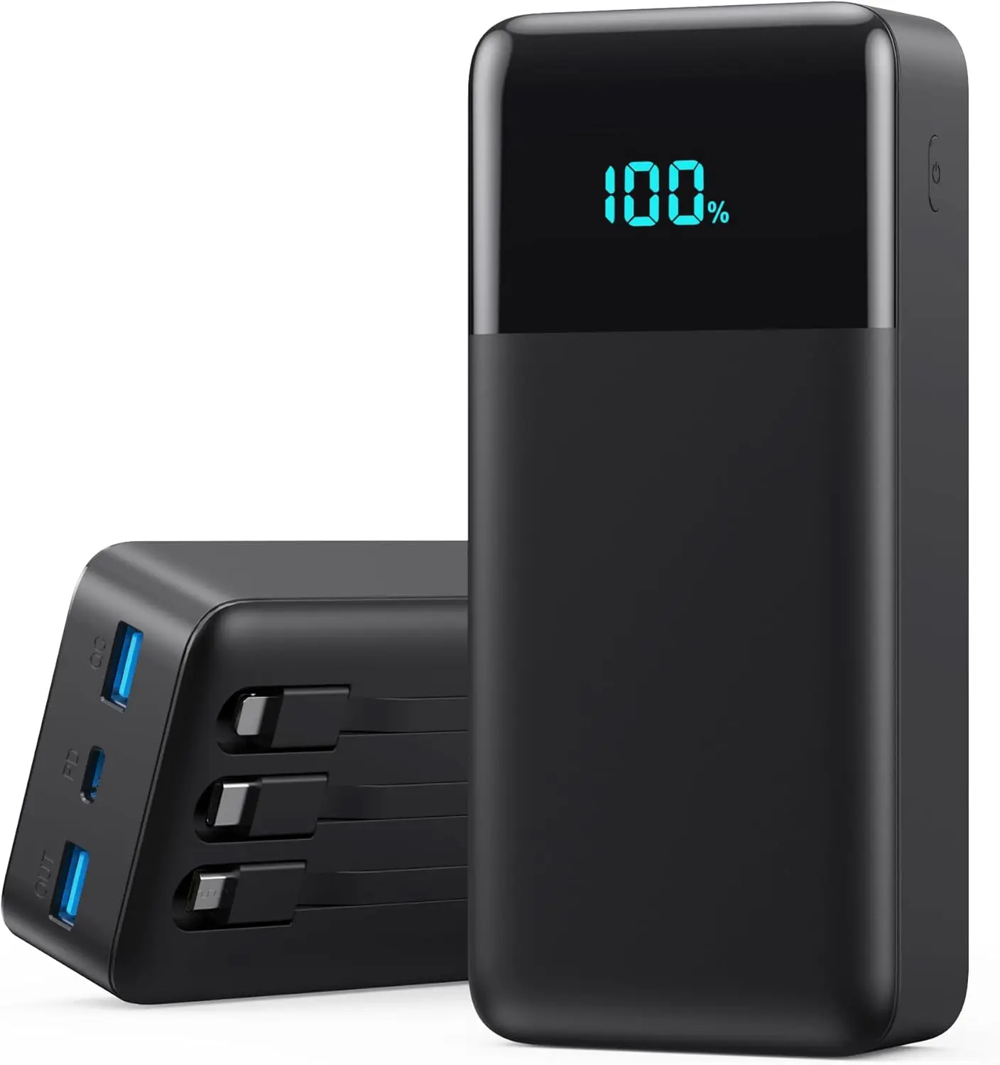 

60800mAh Power Bank with 3 Built-in Cables, 25W PD Fast Charging, LED Display, Travel Essential for iPhone & Android