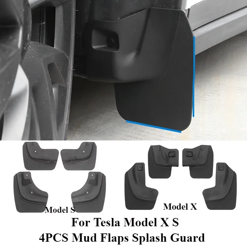 Mud Guard Flaps For Tesla Model X S 2022-2024 Soft Anti-Sand Splash Guards Protector Front Rear Wheel Fender Car Accessories