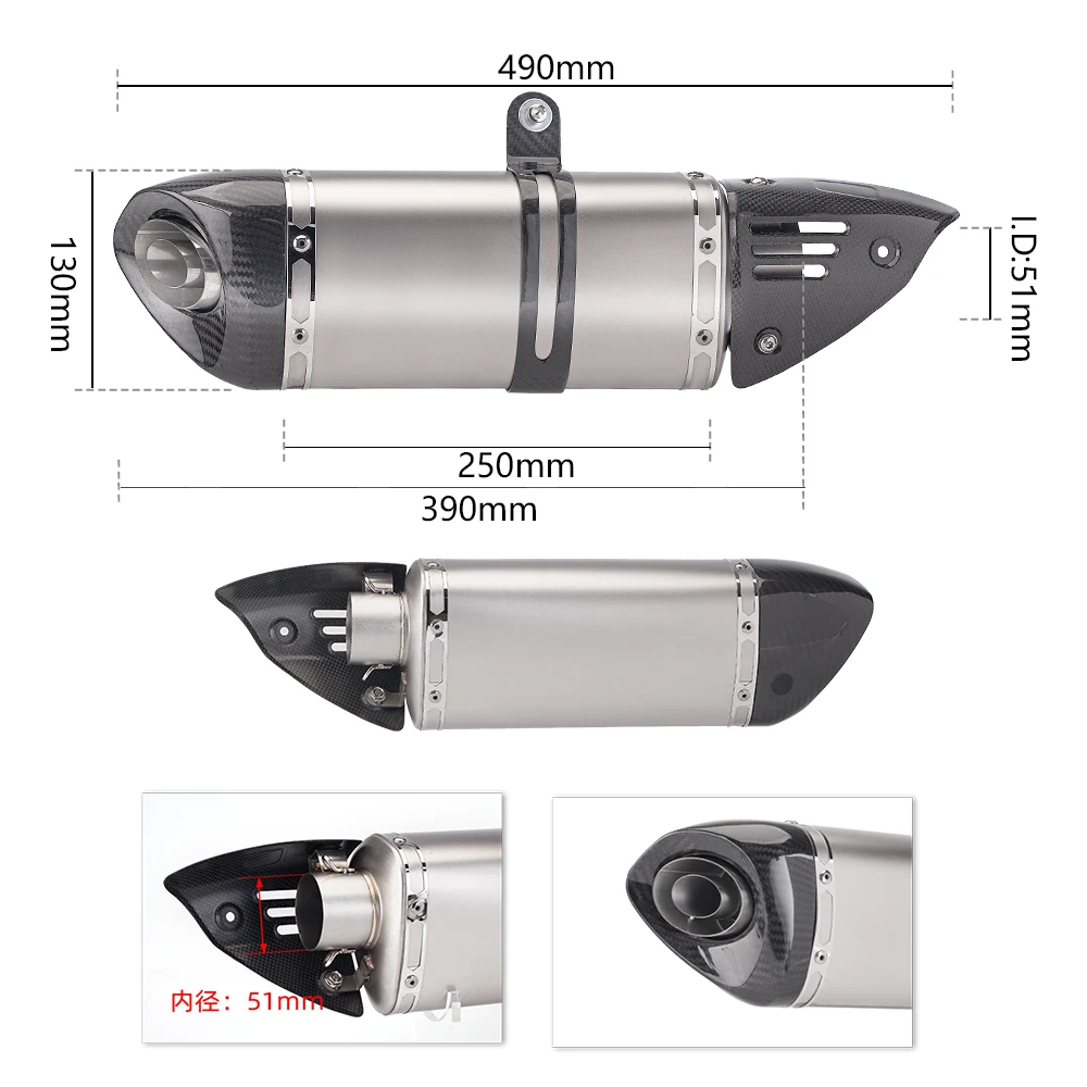 Slip On For 2016-2022 CB400 CBR400 CB500F CB500X CBR500 CBR500R  Carbon Exhaust Muffler view 4