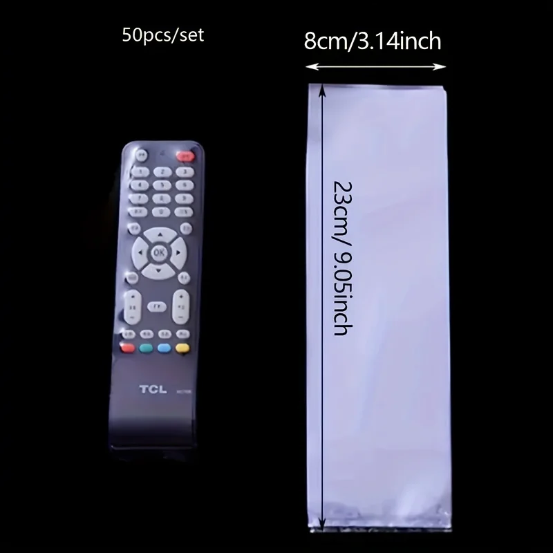 50pcs/pack Transparent PVC Heat Shrink Film TV/ Air Condition Remote Control Cover For Universal Protective Bag