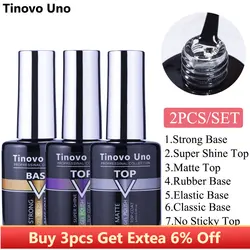 Tinovo Uno 2 PCS/Set Base Coat Top Coat 12ml Gel Nail Polish Kit UV Elastic Strong Manicure Gel Lacquer Clear Primer Nails Art