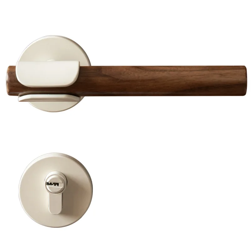 Walnut Wood Door Handle Bedroom Door Locks Indoor Magnetic Lock Safe Mute Lock Universal Split Locks Doors Hardware Accessories
