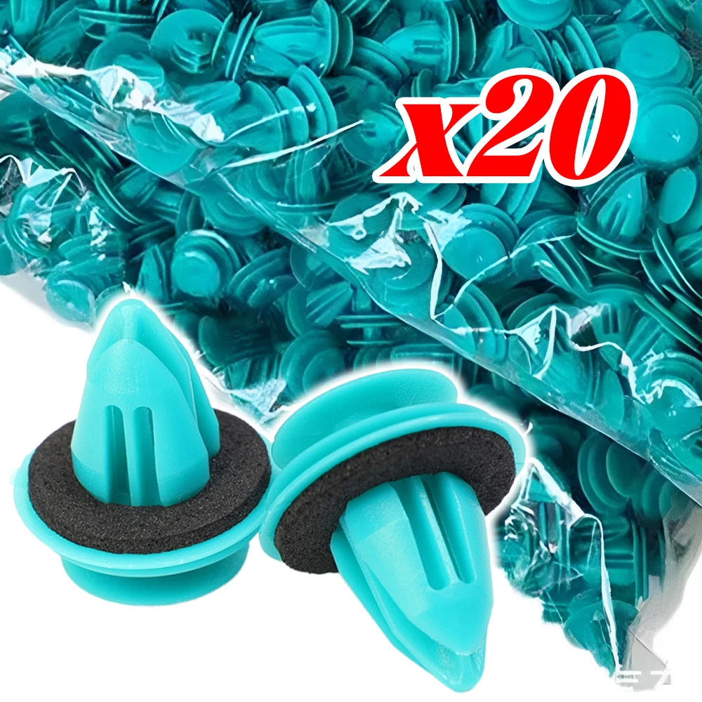 20Pcs Car Door Panel Clips Universal Green Plastic Automotive Truck Bumpers Door Trim Fasteners with Shockproof Sponge Cushion