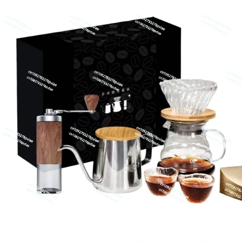 

Hand brewed coffee set Coffee machine Coffee set Gift box Outdoor set machine Bean grinder Hand crank