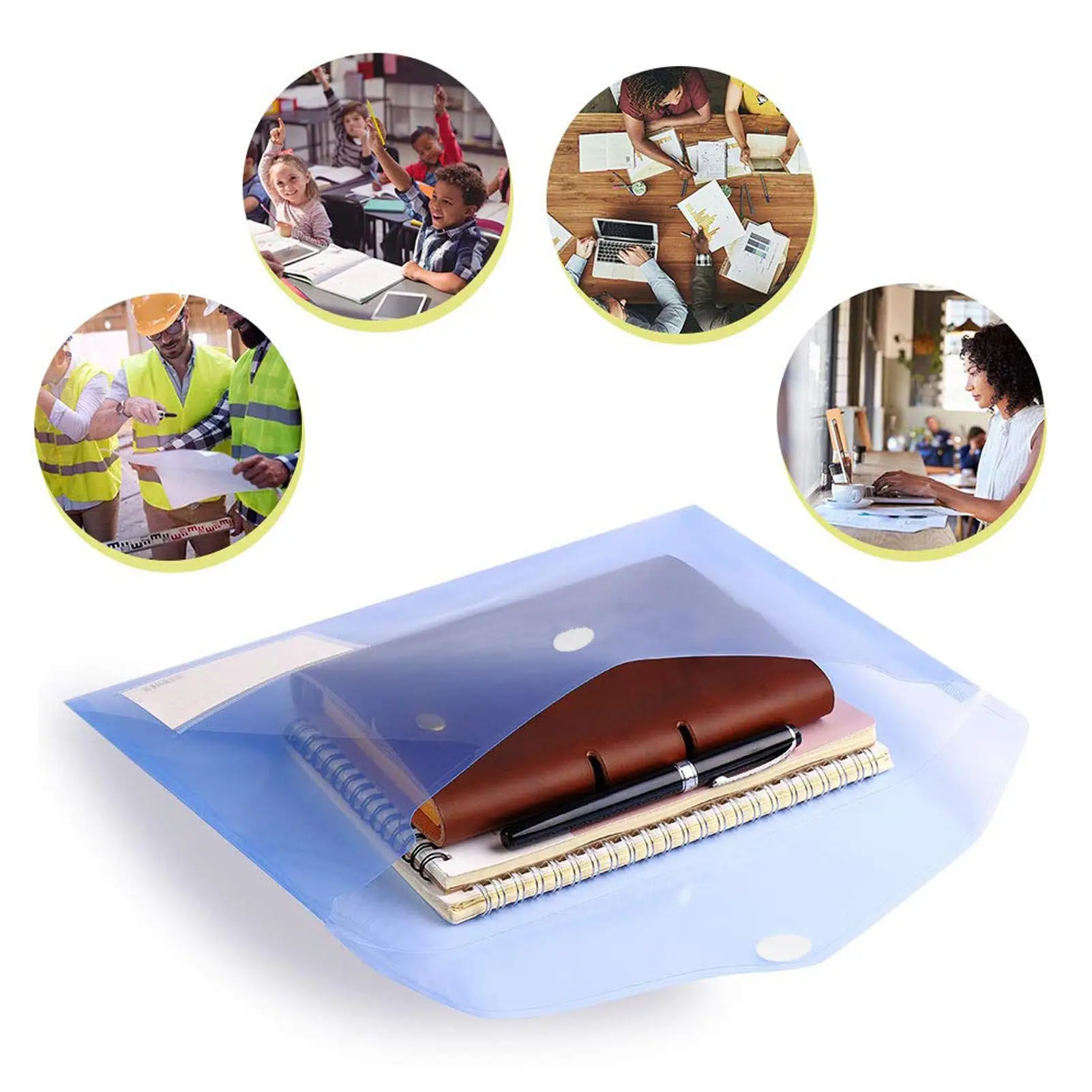 Cartella di file in plastica trasparente A4 Documenti addensati impermeabili Organizzare la borsa di stoccaggio Forniture di cancelleria per ufficio scolastico