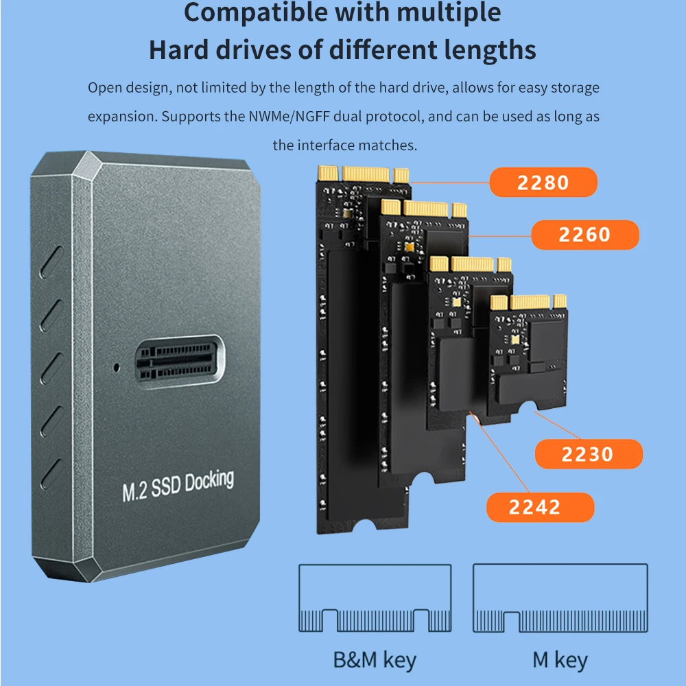 Imagem -04 - Tishric-hard Disk Drive Enclosure Docking Station m2 Nvme Ngfff Adaptador de Protocolo Duplo Liga de Alumínio Dock Tipo-c Usb 2-em1cable