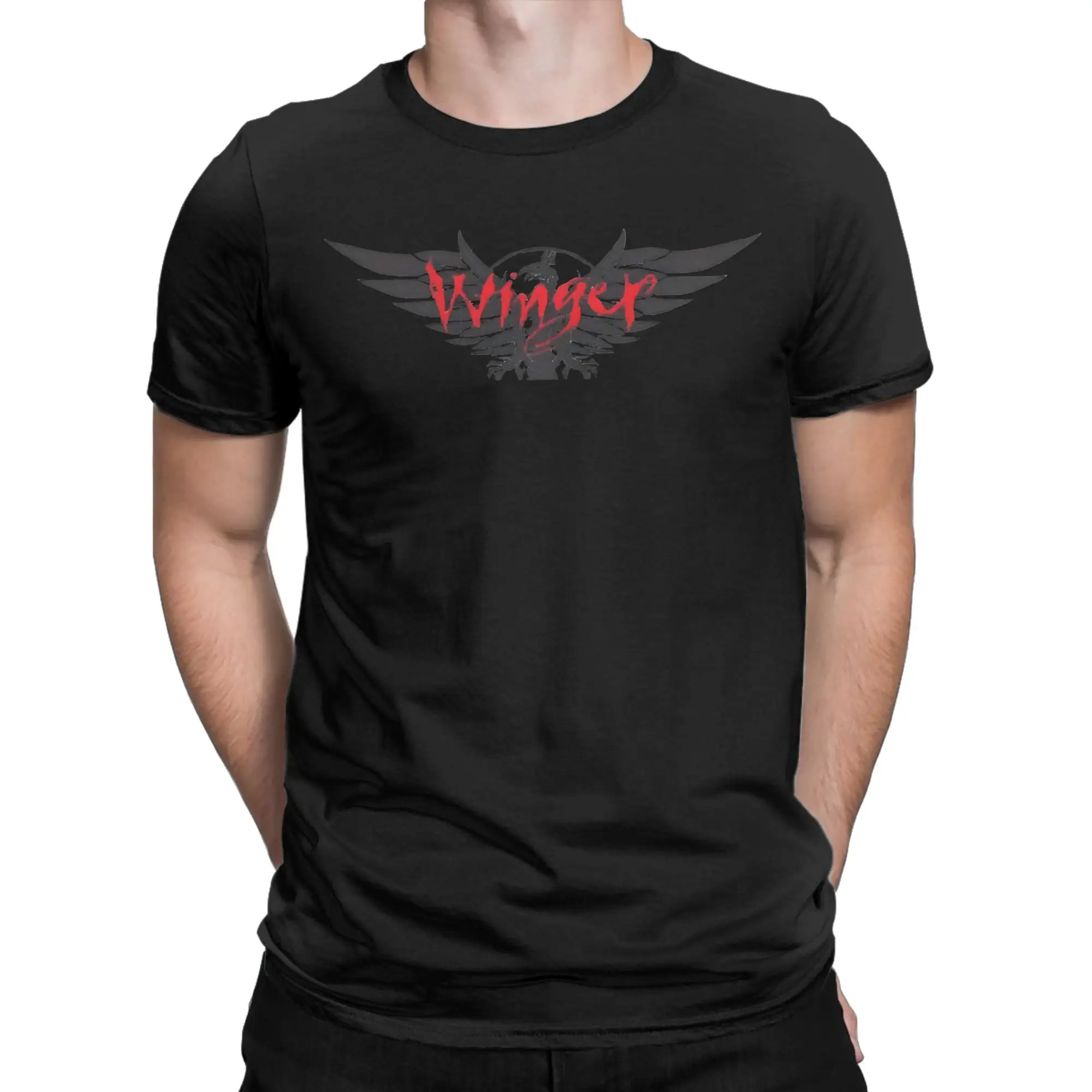 Symmetrical Wing Symbol Classic Winger Funny Graphic 100% Cotton T-Shirt Tops Tees For Men