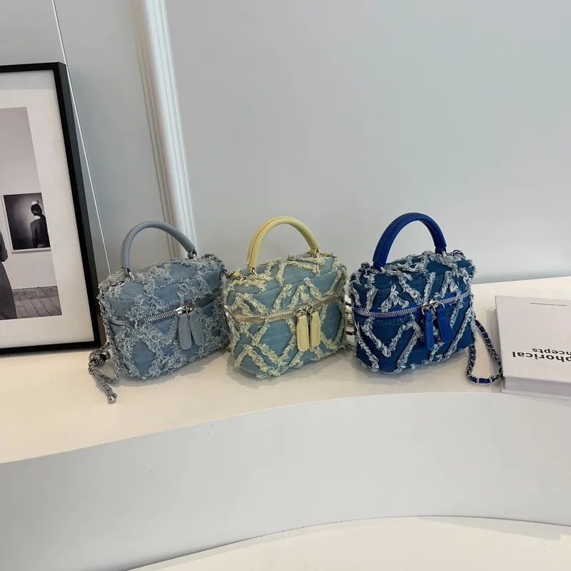 

Мини-джинсовая сумка, женские сумки-ведра, стеганая сумка через плечо на одно плечо с ремешком-цепочкой, женские сумки-тоут, модный кошелек