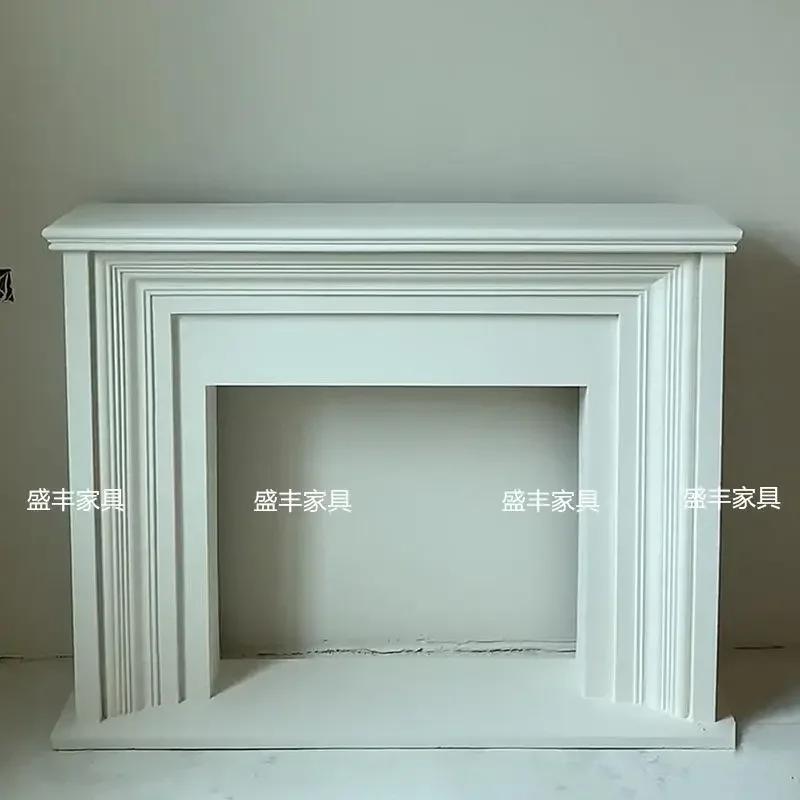 TAO  French simple modern solid wood fireplace cabinet American entry white entrance fireplace living room wall
