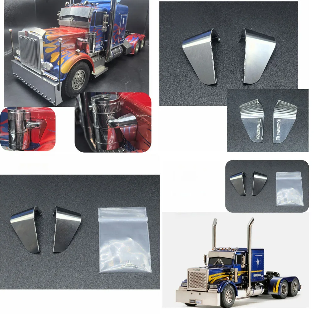 

Stainless Steel Air Filter Windshield Decoration for 1/14 Tamiya RC Dump Truck King Hauler 56344 56301 Toys Car Parts