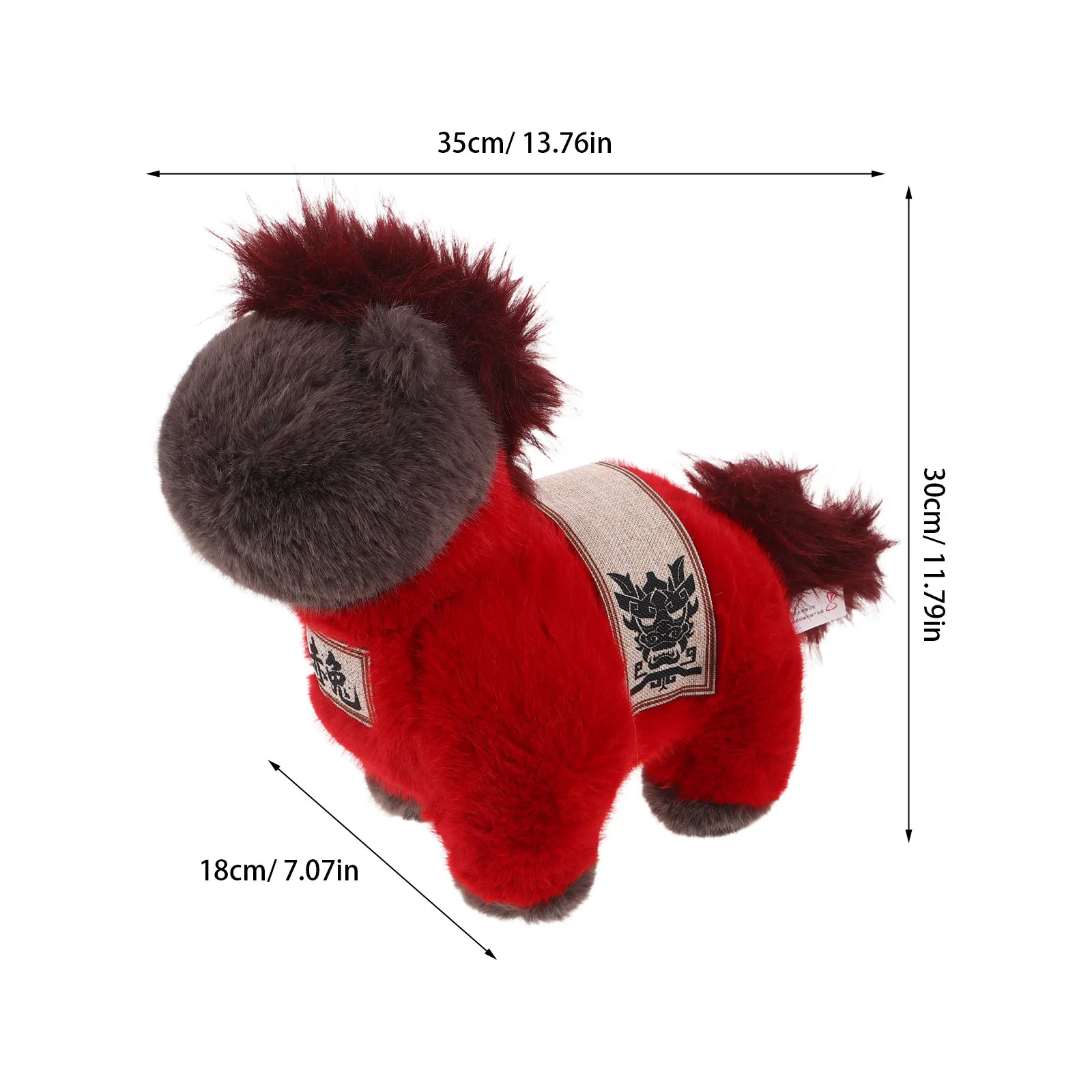 35Cm Realistic Horse Mascot Stuffed Animal for Chinese New Year Spring Festival Lunar Zodiac Decor Bed Rest Tabletop Restaurant