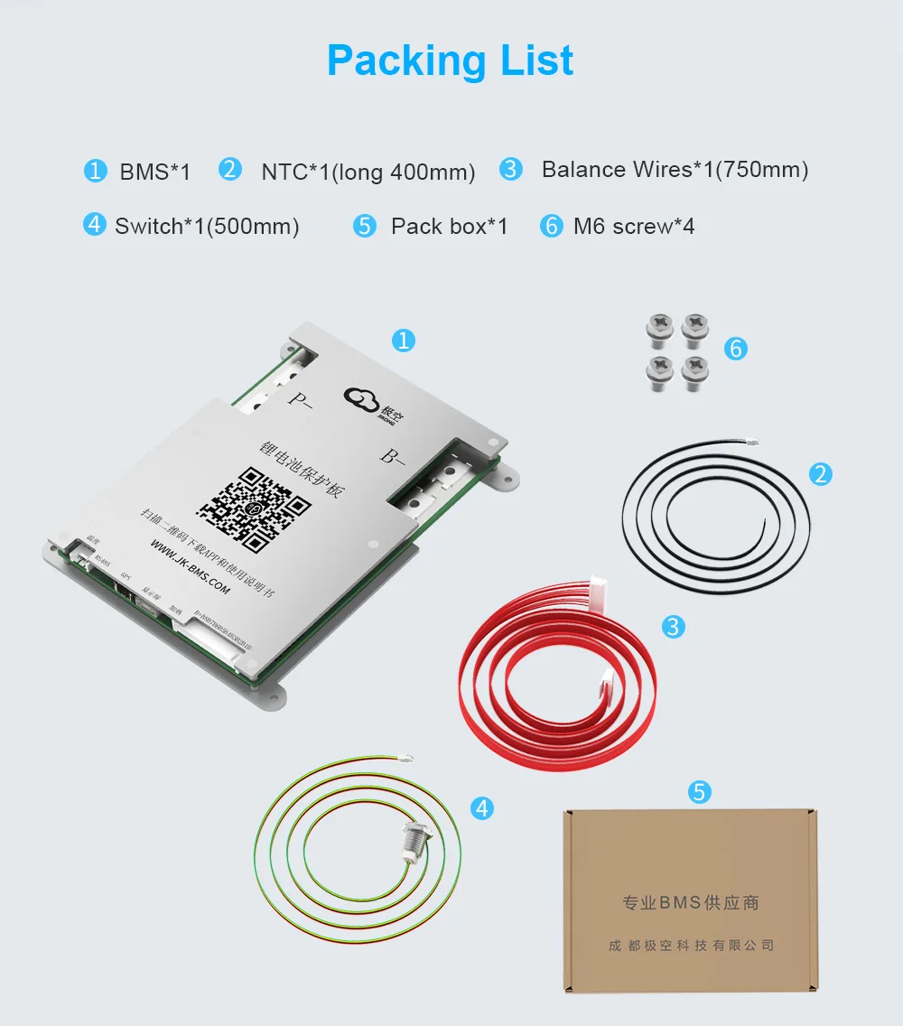 JIKONG BMS B1A8S20P Smart BMS 4S 5S 6S 7S 8S 12V 24V Batterie 200Ah mit 1A Aktivem Balancer für LifePO4 LTO LI-ION Batterie BMS – Detail 9