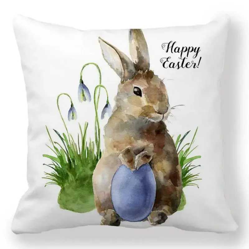 Easter Bunny Cushion Cover Easter EggHoliday Decoration Home Sofa Throw Pillowcase Easter Party Cushion Cover Square 45X45 cm