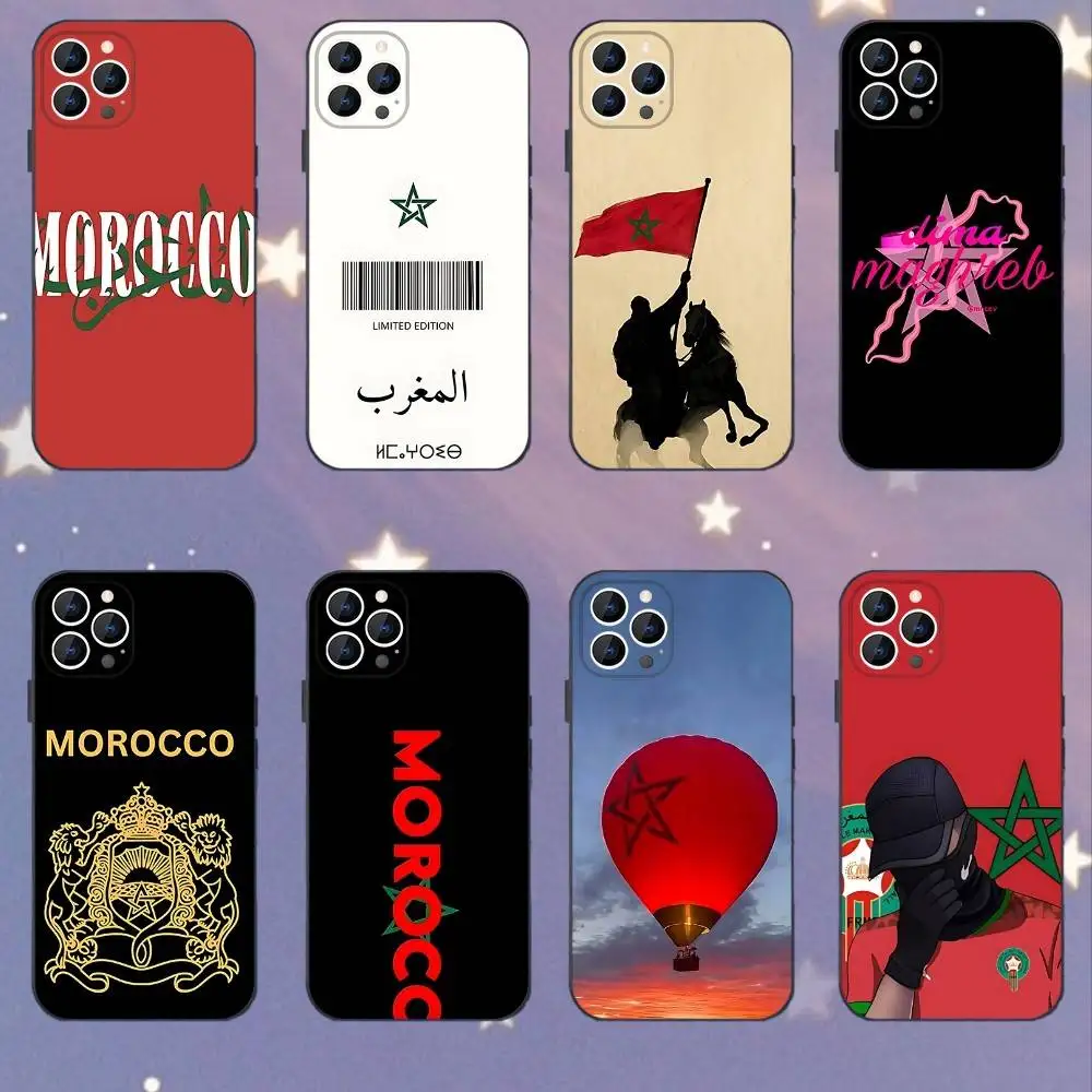 

Flag of Morocco Passport Phone Case For iPhone 17,16,15,14,13,12,11,Pro,XS,Max,XR,Plus,E,SE4,Mini Black Soft Cover
