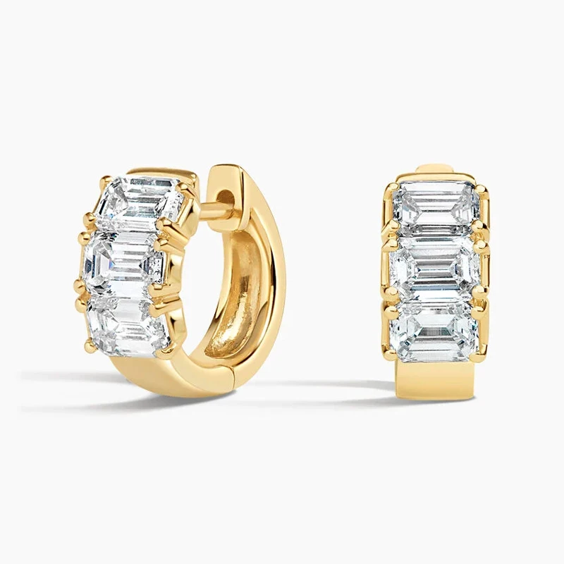 Lnkry Certified 0.8ct Emerald Cut Moissanite Earring Exquisite 14k Gold Filled Circel Earrings For Women Brilliant Wedding Jewel