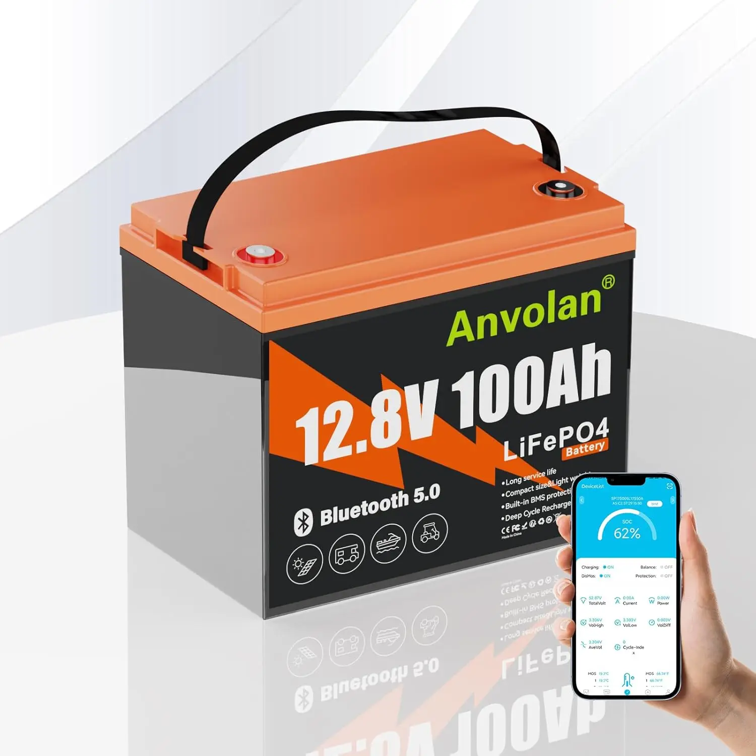 Bluetooth 12V 100Ah…