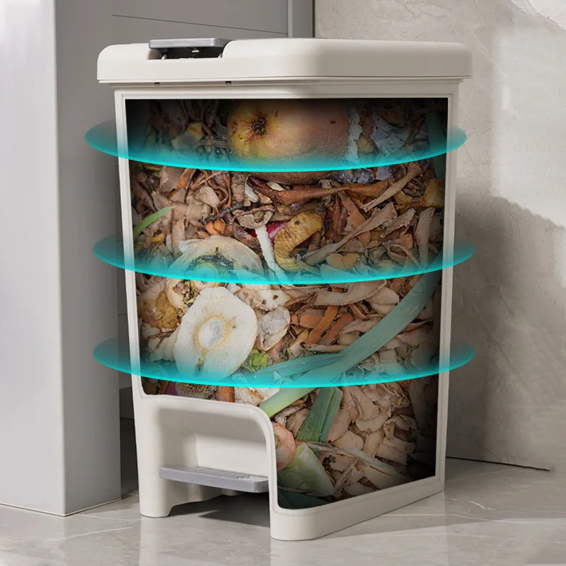 Large Capacity Garbage Bin with Lid Household Bathroom Living Room Kitchen Bedroom Light Luxury Pedal and Press Type Garbage Bin