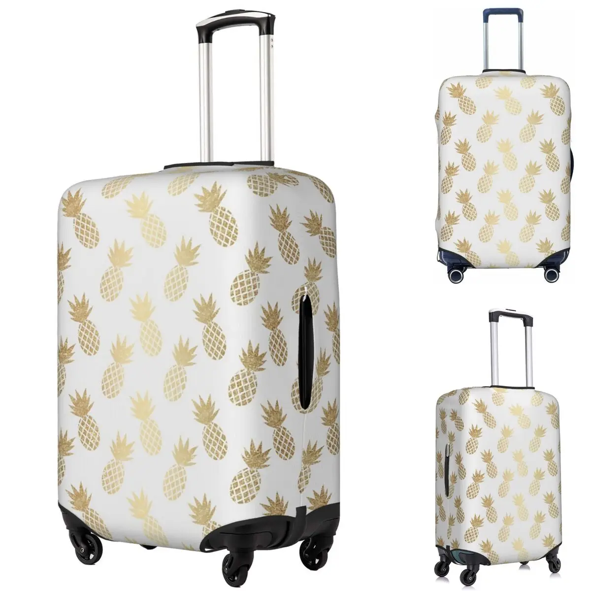 

Gold Pineapple Pattern Suitcase Cover Protection Elastic Trip Luggage Protector Covers for 18-32 Inch