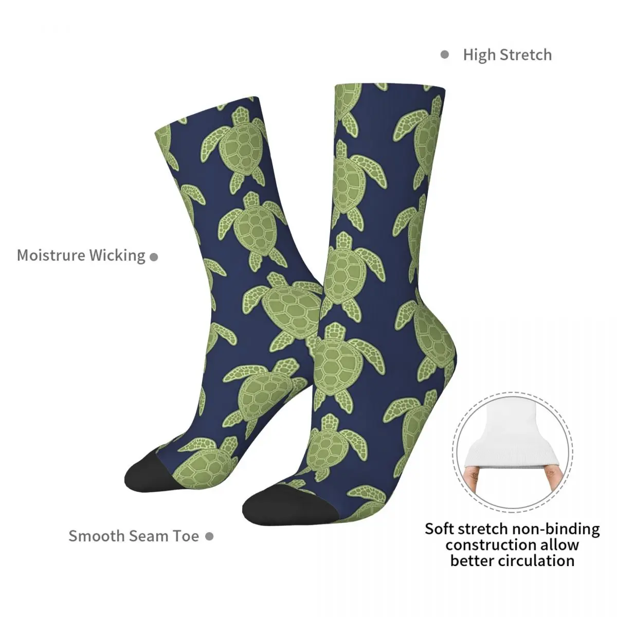 Green Sea Turtle Design Socks Harajuku High Quality Stockings All Season Long Socks Accessories for Unisex Birthday Present