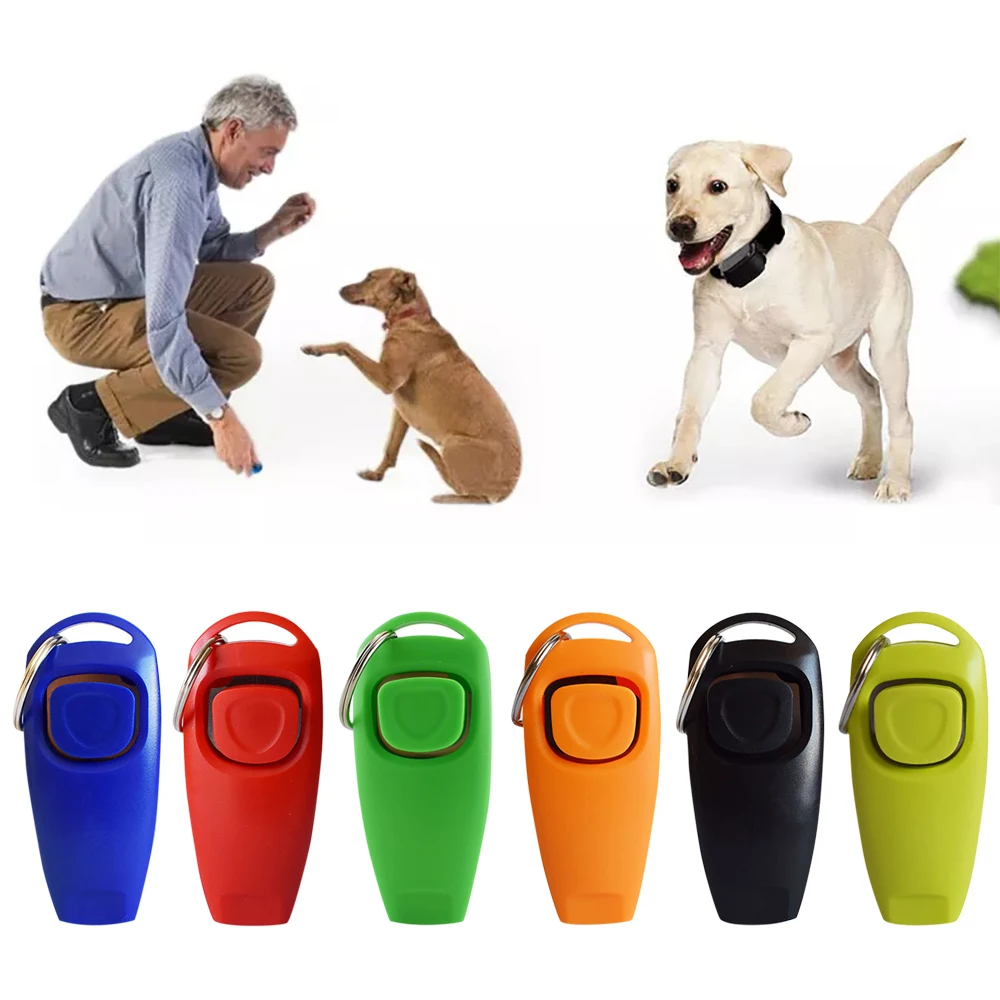 2 In 1 Pet Dog Clicker Dog Training Whistle Clicker Dog Trainer Puppy Stop Barking Training Aid Tool with Key Ring Pet Supplies