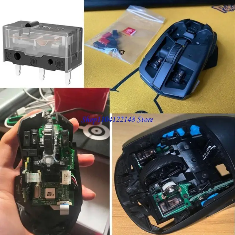 

P9FA 4Pcs Original Kailh for GM 8.0 Mouse Micro Switch Micro Button Gold Contactor 80 Million Life 3 Pin Black Dot