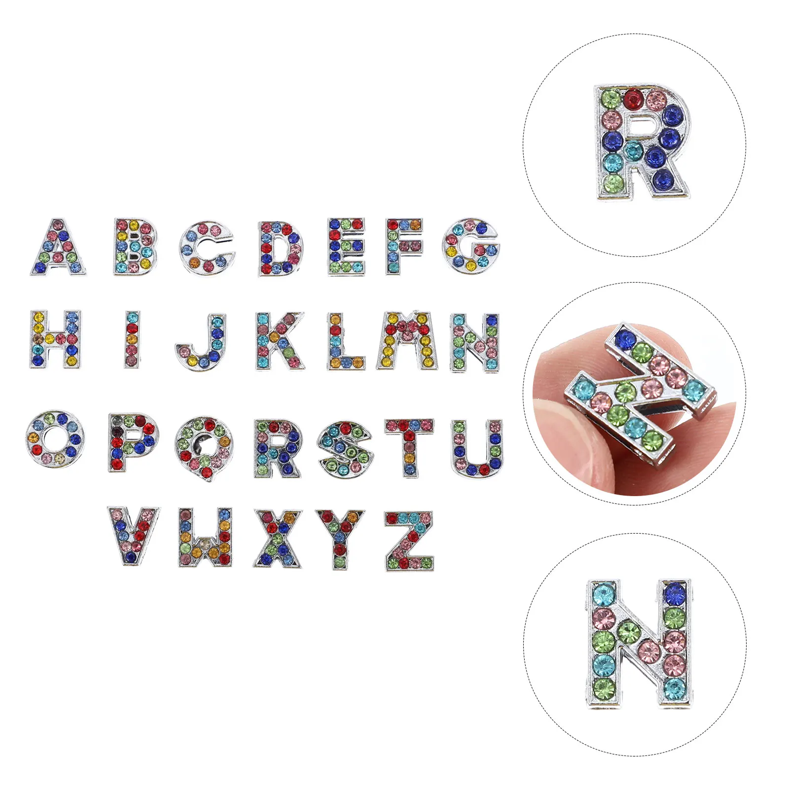 

26 Pcs Small Letter Beads for Bracelets Alphabet Jewelry Initials Letters Alloy Rhinestone Charms