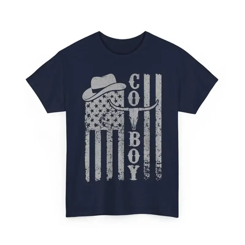 USA Flag Cowboy T shirt Western Country Hat Rodeo Vintage