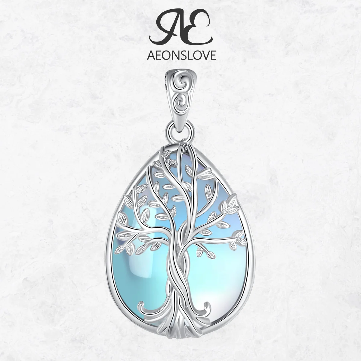 

AEONSLOVE ожерелье из стерлингового серебра 925 пробы «Древо жизни» с каплями воды, подвеска из лунного камня, духовные украшения, подарки на день рождения для женщин