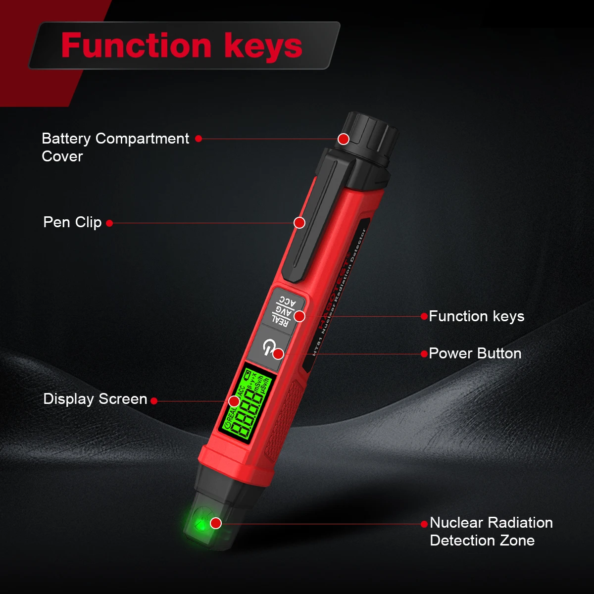 HABOTEST HT81 قلم كاشف الإشعاع النووي المحمول جيجر عداد الجرعات لاختبار حجر جوهرة خام الأورانيوم