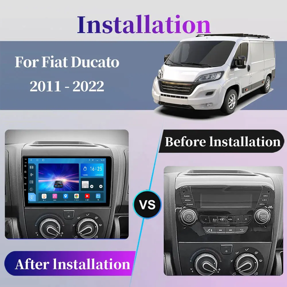 Car Radio Android 14 For Fiat Ducato 2007-2015 Citroen Jumper Peugeot Boxer 2011-2015 Audio Carplay Multimedia Player Navigation