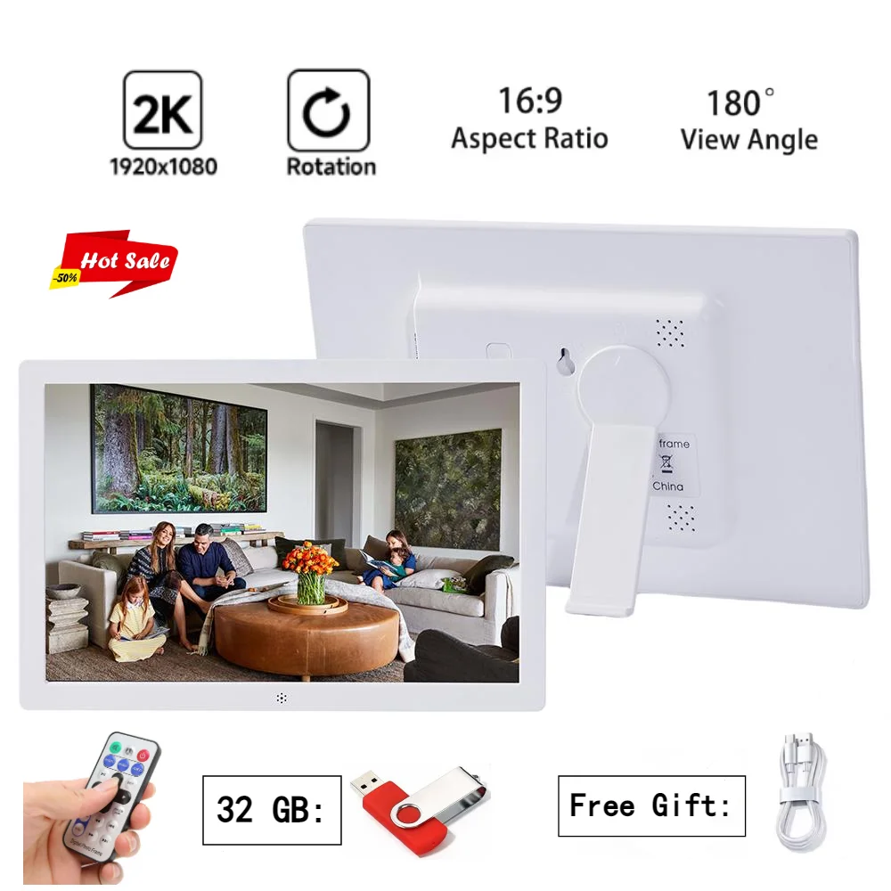 

10.1 Inch Digital Photo Frame IPS Picture Frame Support Photo Video Music Clock Calendar Functions for Family Friend Gift