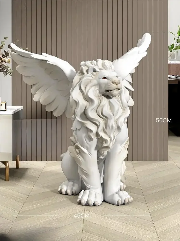 Light luxury high-end home decoration large lion living room floor decoration office exhibition hall sculpture decoration