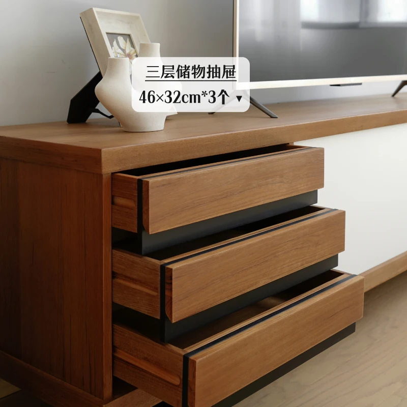 Pellion خزانة تلفزيون الشمال الرجعية خشب الساج غرفة المعيشة في القرون الوسطى شقة صغيرة تلفزيون خزانة تخزين الباب المنزلق #4