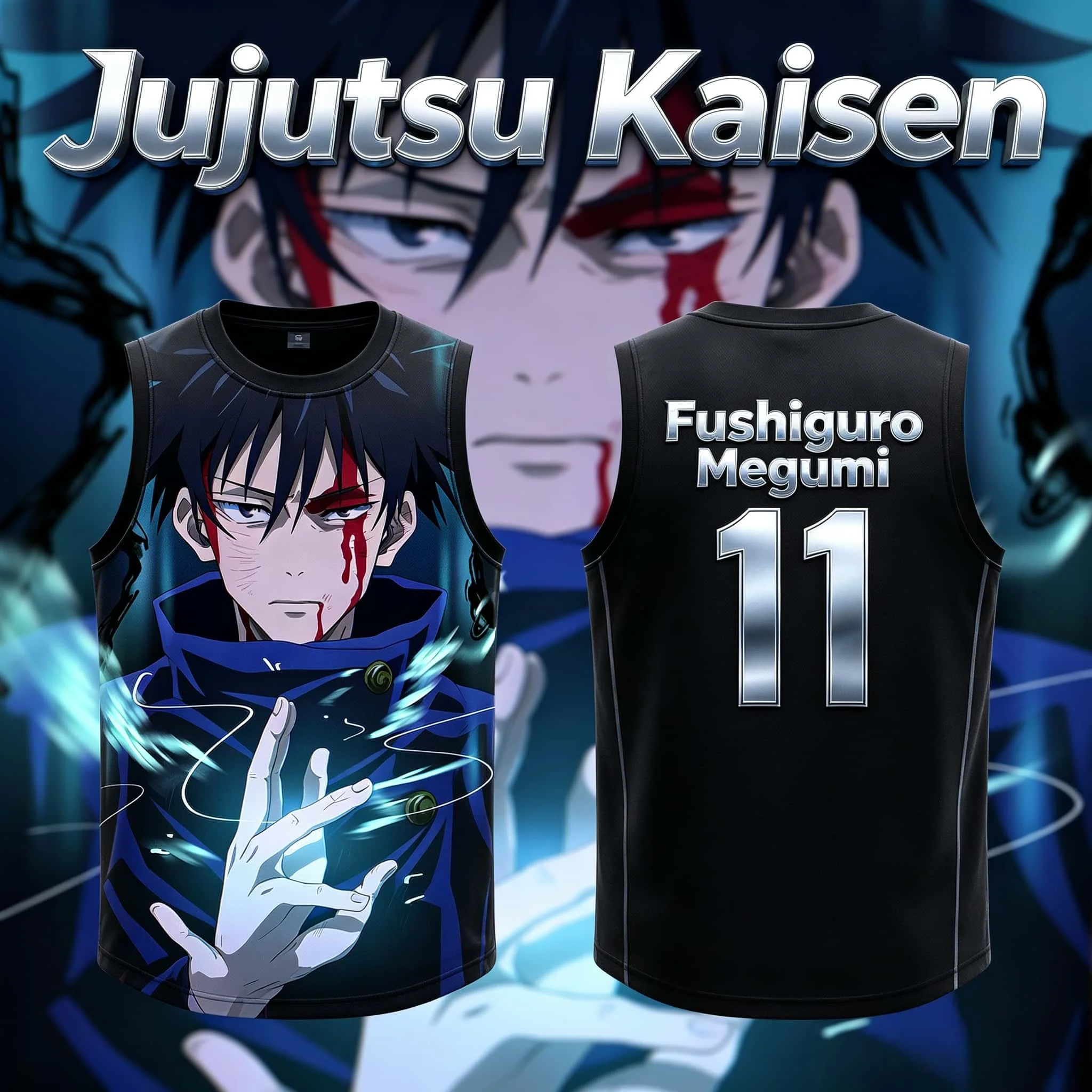 Jujutsu Kaisen Fushiguro Megumi Anime Print Tank Top Streetwear Quick Dry Summer Sports Fitness Harajuku Graphic Tops
