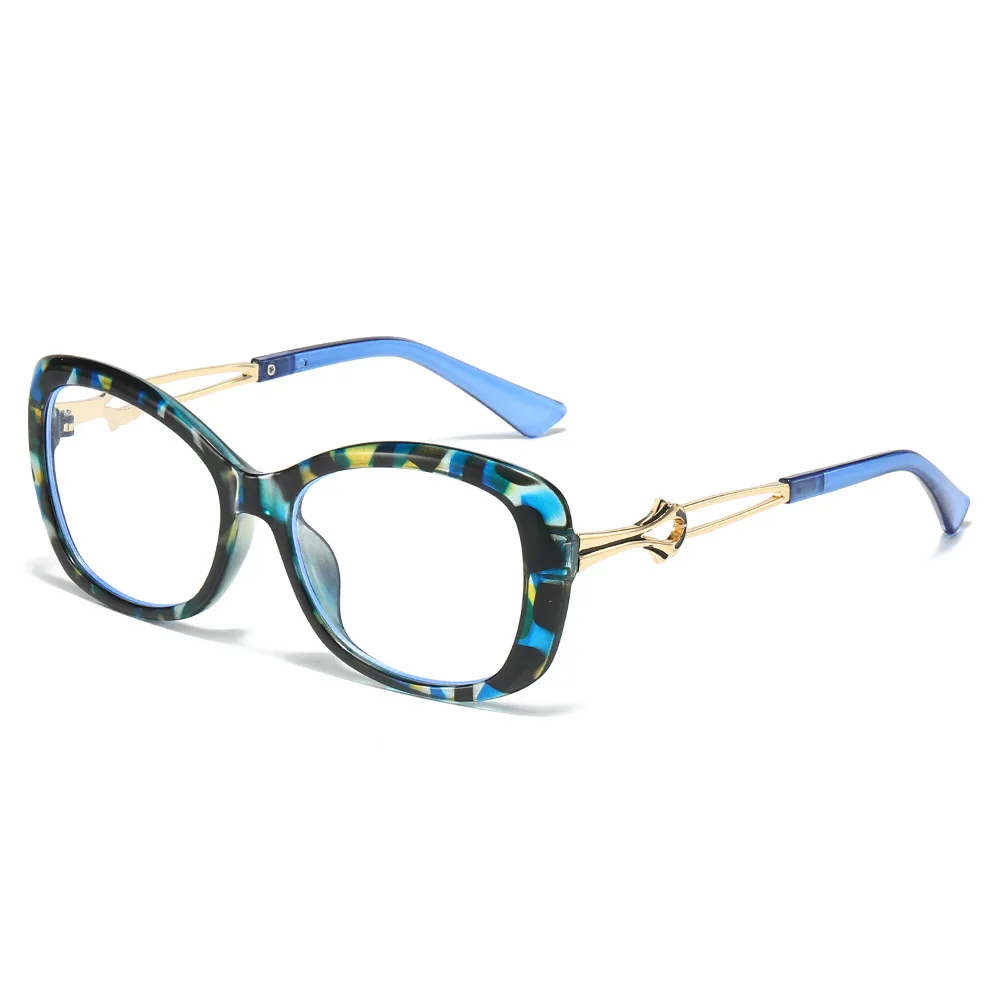 

Retro Leopard Anti Blue Light Glasses Y2K Splicing Hollow Frame Design Prevent Mobile Phone Computer Radiation Unisex Glasses