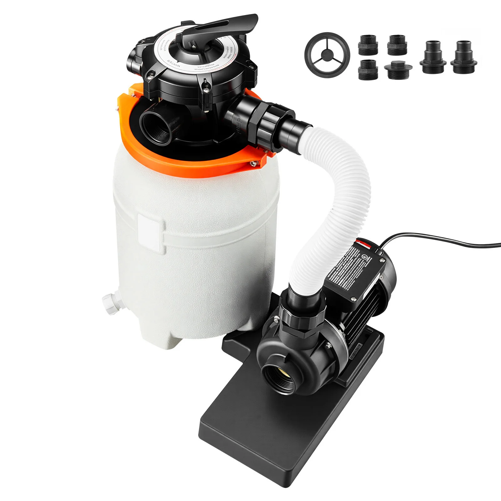 SucceBuy 10/12/13/16in Sand Filter Pump for Above Ground Pool 0.33/0.75 HP 3000/3500/4400GPH with Pre-Assembled Core 6-Way Valve