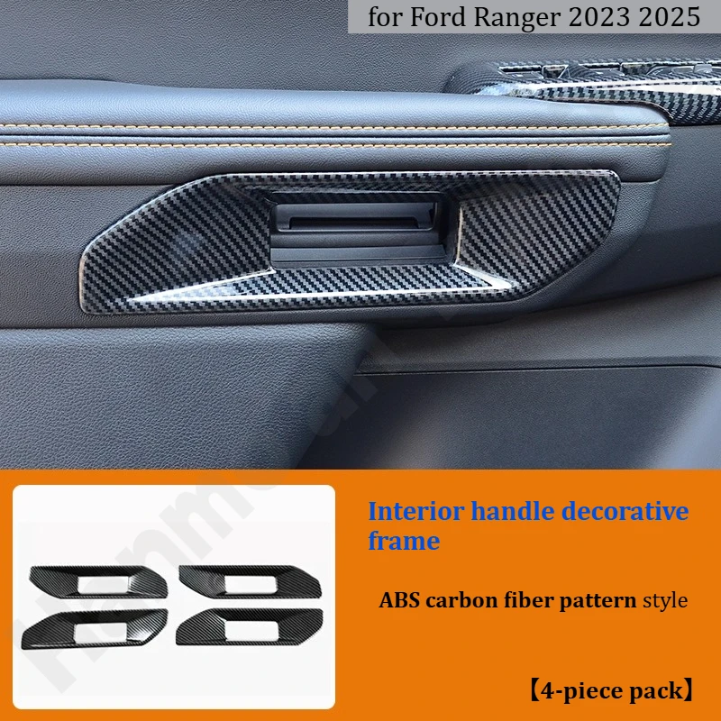for Ford Ranger 2023 2025 Carbon fiber patterned steering wheel frame/instrument panel frame/inner armrest frame