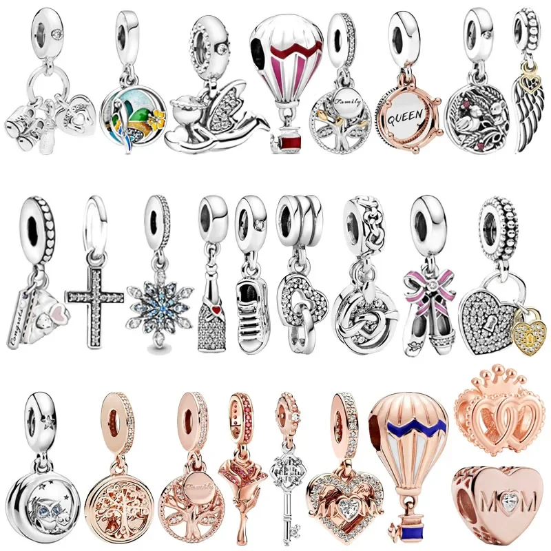 

Original 925 Sterling Silver Interlocking Hearts Family Tree Dangle Charms Beads for Pandora DIY Bracelet Women Jewellery Gift