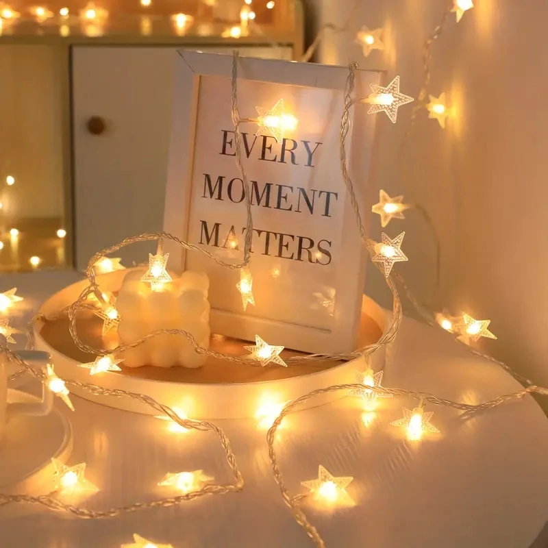10/20/30/40 LED Star String Light Battery Powered Waterproof Fairy String Lights For Wedding Party Christmas Tree New Year Decor