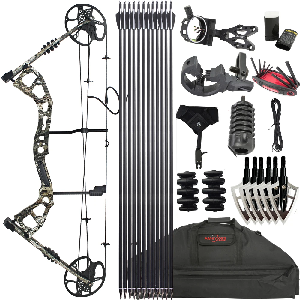 0-70 lbs Compound Bow Carbon Arrow Archery M193 Pully 325fps CNC Alloy Bow Riser Right Hand Shooting Target Hunting Bow
