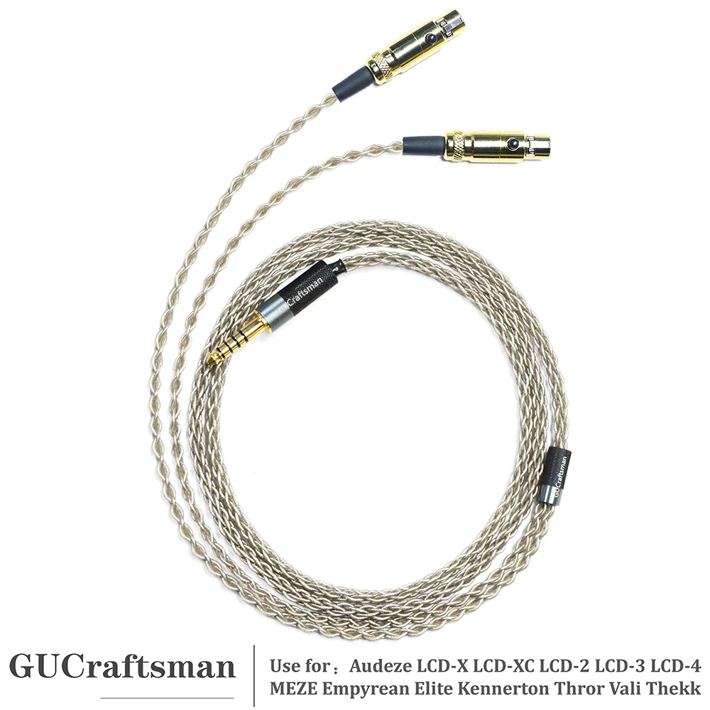 GUCraftsman 6N Single Crystal Silver Headphone Replacement Cables for Audeze LCD-X LCD-XC LCD-2 LCD-3 LCD-4