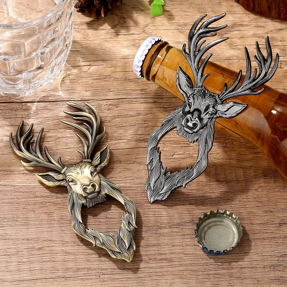 Vintage Deer Head Bottle Opener Metal Handle Beer Opener Bar Tool for Home Bar Kitchen Decor Unique Gift for Beer Lovers