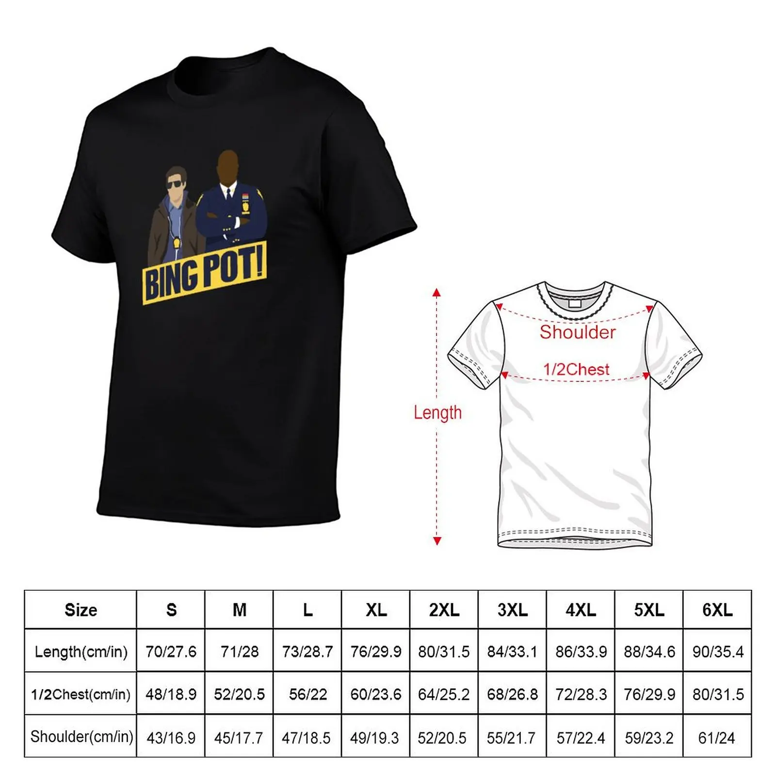 Bing Pot! T-Shirt Simple Casual Short Sleeve Cotton T-Shirt
