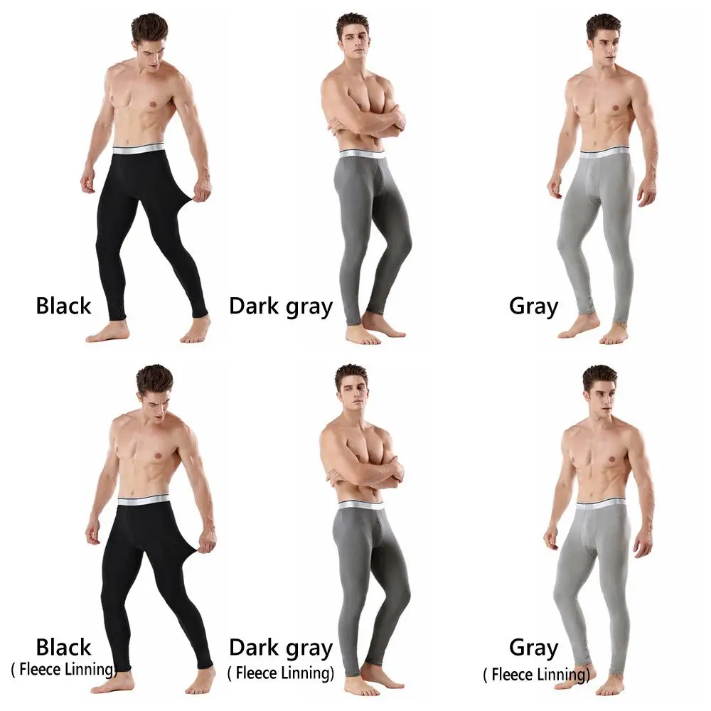 Men\'s Thermal Underwear Pants Winter Thick Fleece Lined Long Johns Warm Leggings Base Layer Bottoms