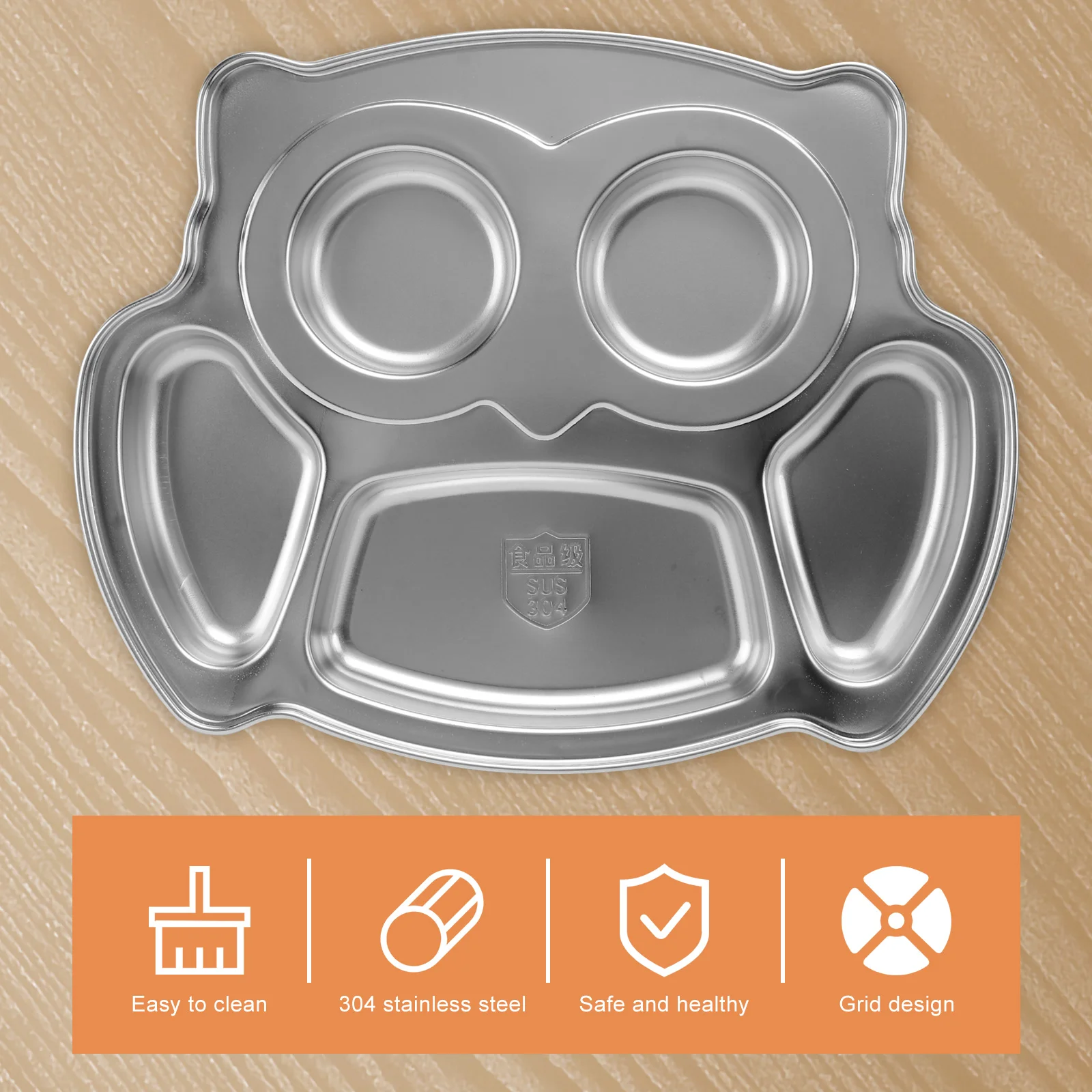Plato de acero inoxidable para cena, platos para niños, bandeja para servir dividida, contenedores de comida escolar para estudiantes de frutas