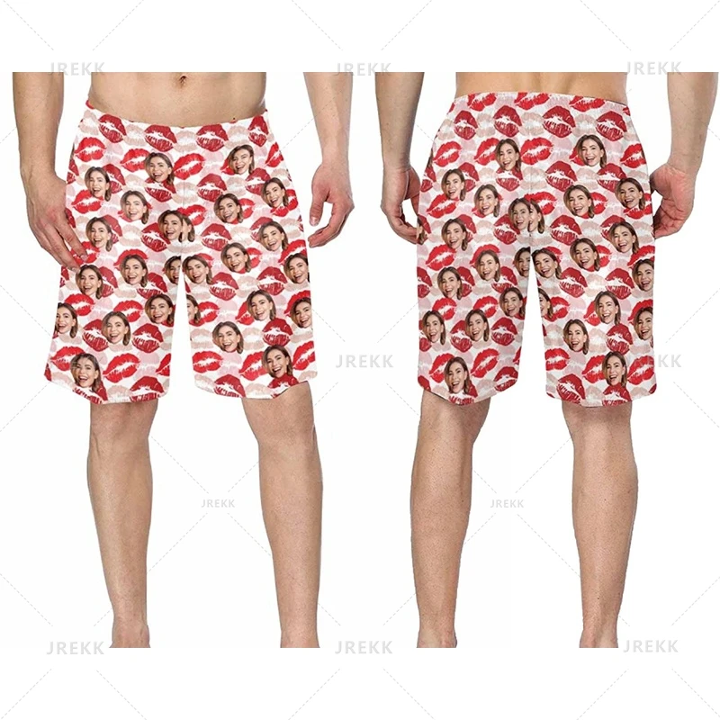 Summer 3D Print Custom Face Beach Shorts Women Funny Design Swim Trunks Fashion Board Shorts Kawaii Streetwear Men Pants Clothes