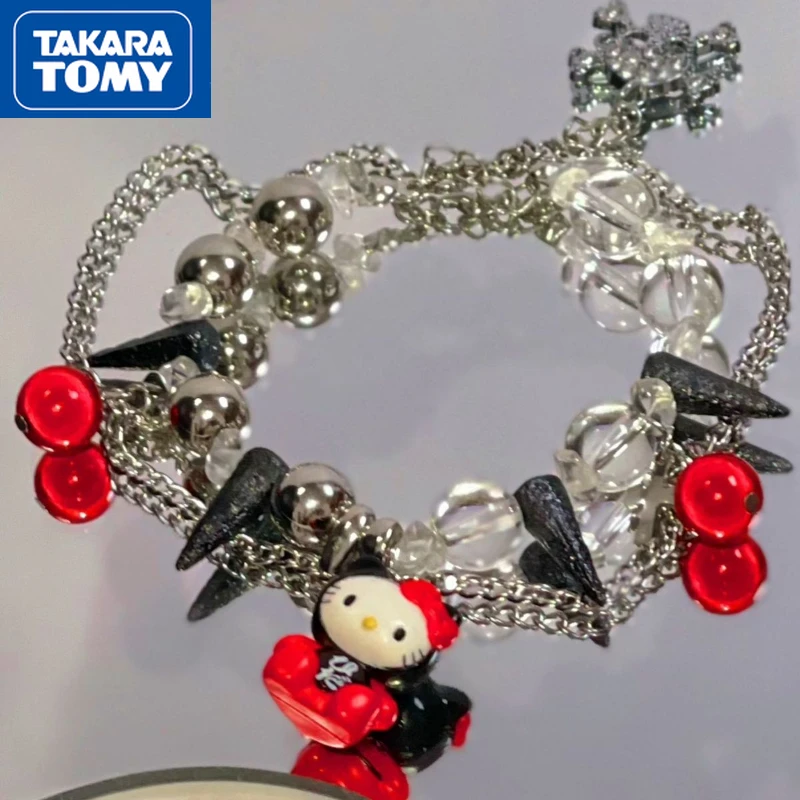 

TAKARA TOMY Hello Kitty Girl Homemade Beaded Sweet, Cool, Light and Cute Bracelet with Diamonds, Love, High Feeling Hand Jewelry