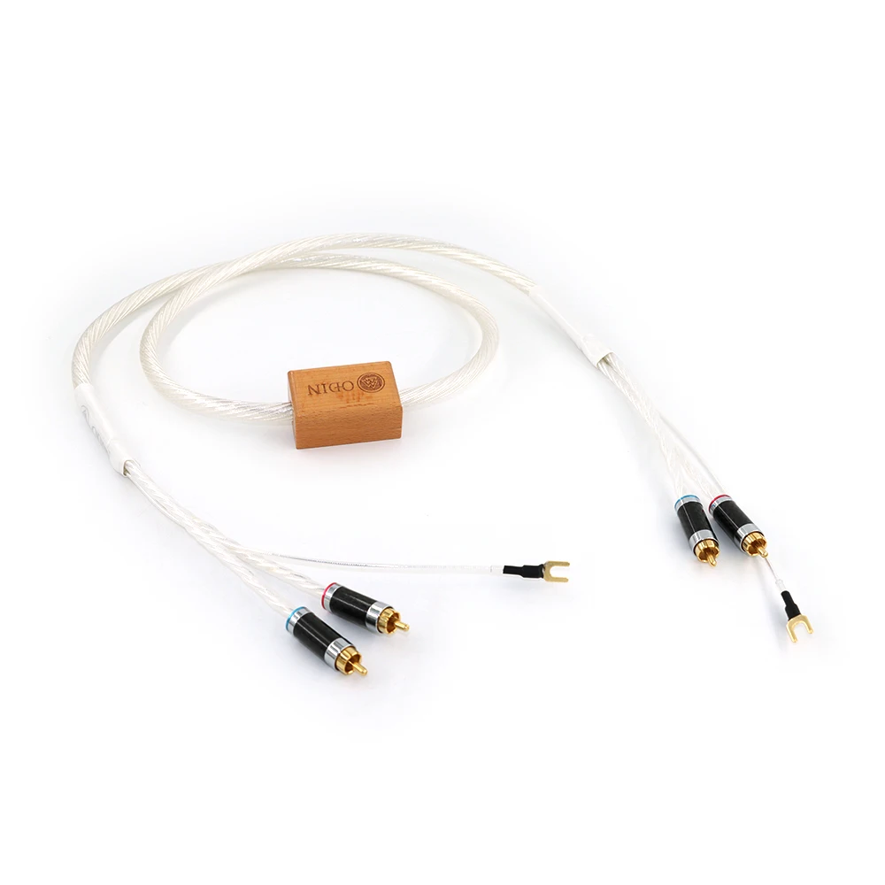 

New Silver Plated phono RCA line LP tonearm hifi noise rca record audio cable phonograph ground wire